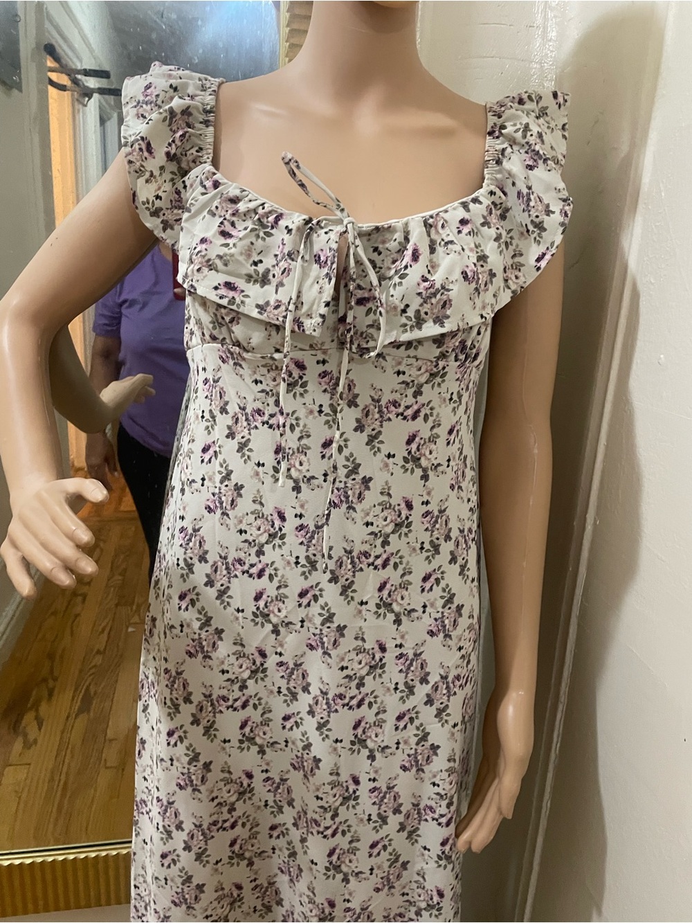 wild fable Cream Floral Maxi Dress with Purple Accents - Picture 3 of 10